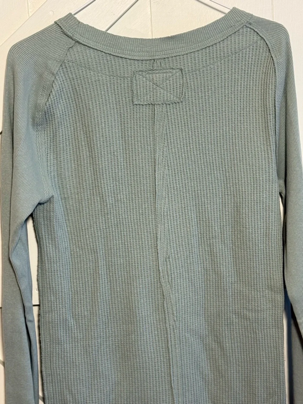 Free People NWT Waffle Knit Thermal Long Sleeve Top Sage Green Size Medium